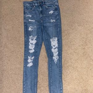 American Eagle, size 8 long, dark colored jeans. worn slightly